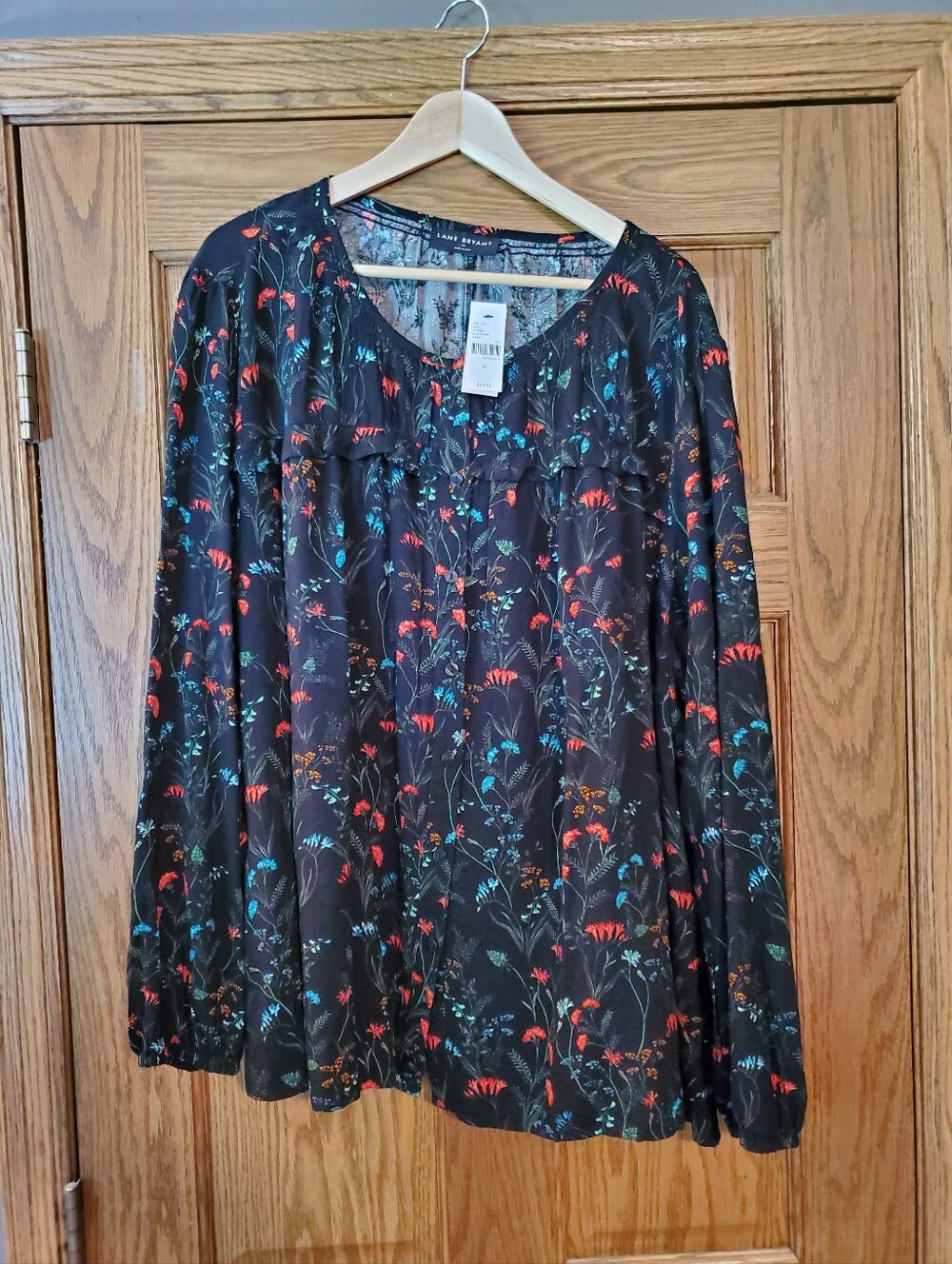 NWT Lane Bryant Floral Long Sleeve Peasant Blouse Boho Cottagecore Size 22.